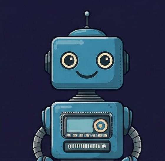 Friendly blue robot mascot